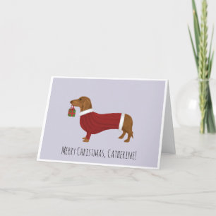 Cartes Pour Fêtes Annuelles Dachshund dans le pare-chocs de Noël