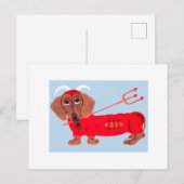 Cartes Pour Fêtes Annuelles Dachshund Devil (Devant / Derrière)