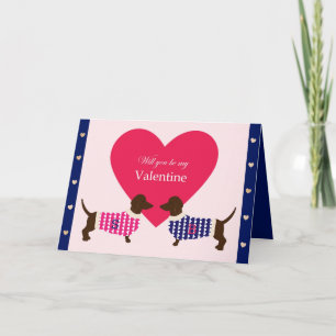 Cartes Pour Fêtes Annuelles Dachshund Dog Heart Monogramme initial plié