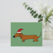 Cartes Pour Fêtes Annuelles Dachshund drôle dans le dessin de Noël de Santa Ha (Debout devant)
