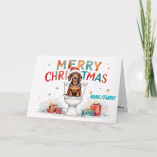 Cartes Pour Fêtes Annuelles Dachshund drôle de Noël – Chien à l'aquarelle