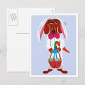 Cartes Pour Fêtes Annuelles Dachshund Easter Bunny (Devant / Derrière)