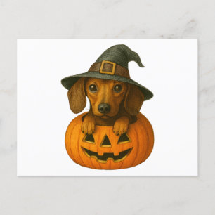 Cartes Pour Fêtes Annuelles Dachshund en Citrouille
