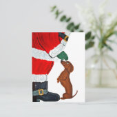 Cartes Pour Fêtes Annuelles Dachshund Et Père Noël (Debout devant)