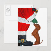 Cartes Pour Fêtes Annuelles Dachshund Et Père Noël (Devant / Derrière)