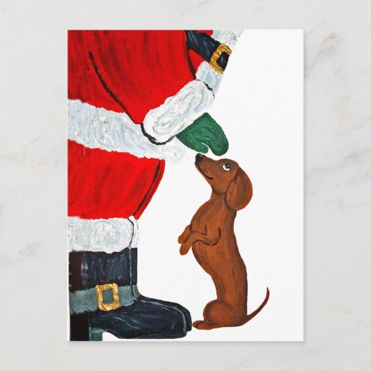 Cartes Pour Fêtes Annuelles Dachshund Et Père Noël (Devant)