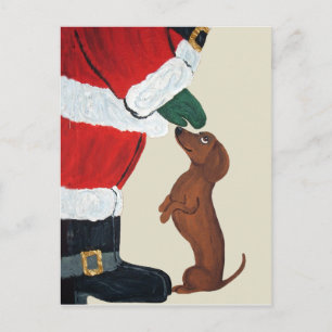 Cartes Pour Fêtes Annuelles Dachshund Et Père Noël