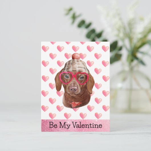 Cartes Pour Fêtes Annuelles Dachshund Funny Be My Valentine Dog Valentine Vale (Debout devant)