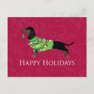 Cartes Pour Fêtes Annuelles Dachshund Happy Holidays Design