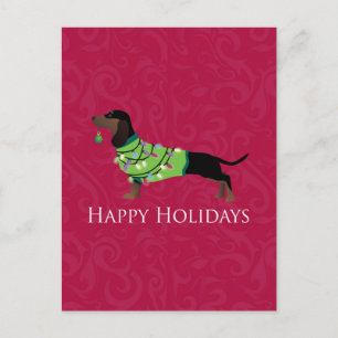 Cartes Pour Fêtes Annuelles Dachshund Happy Holidays Design