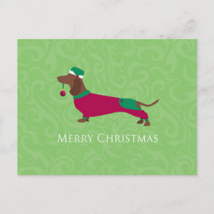 Cartes Pour Fêtes Annuelles Dachshund - Joyeux Noël Design