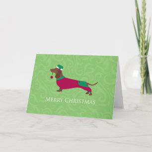 Cartes Pour Fêtes Annuelles Dachshund - Joyeux Noël Design