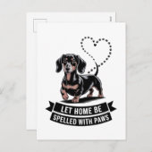 Cartes Pour Fêtes Annuelles Dachshund Let Home Be Spelled With Paws (Devant / Derrière)