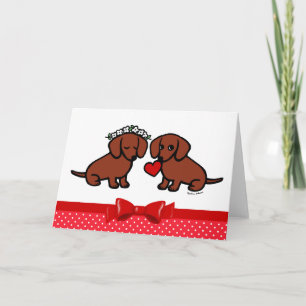 Cartes Pour Fêtes Annuelles Dachshund Love Couple Cartoon