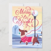 Cartes Pour Fêtes Annuelles Dachshund Noël  Joyeux Calligraphie (Devant)