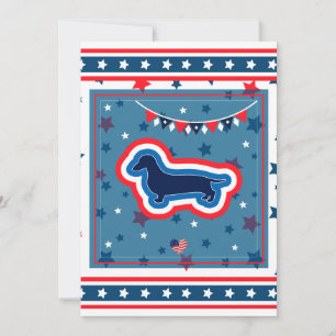 Cartes Pour Fêtes Annuelles Dachshund Patriotique Rouge Blanc Et Bleu 4 juille