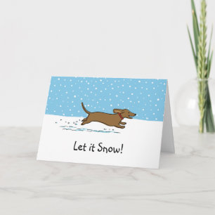 Cartes Pour Fêtes Annuelles Dachshund Qu'il neige - Joyeuses Fêtes de fin d'an