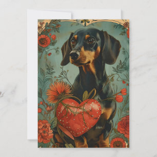 Cartes Pour Fêtes Annuelles Dachshund Saint-Valentin Vintage