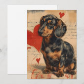 Cartes Pour Fêtes Annuelles Dachshund Saint-Valentin vintage (Devant / Derrière)