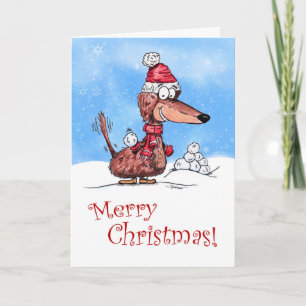 Cartes Pour Fêtes Annuelles Dachshund Snowball Joyeux Noël