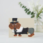 Cartes Pour Fêtes Annuelles Dachshund Thanksgiving Pilgrim (Debout devant)
