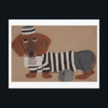 Cartes Pour Fêtes Annuelles Dachshund Treat Thief Jailbird<br><div class="desc">The whimsy of this doggie is meant to bring joy to someone's day!</div>