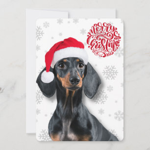 Cartes Pour Fêtes Annuelles Dachshund Wiener Chien animal de compagnie Snowfla
