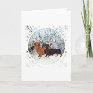 Cartes Pour Fêtes Annuelles Dachshunds dans la Neige