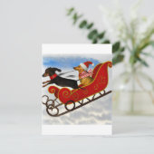 Cartes Pour Fêtes Annuelles Dachshunds festifs et Père Noël Sleigh Christmas C (Debout devant)