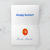 Cartes Pour Fêtes Annuelles Daffodil Fleurs Printemps Oeuf Pâques Bleu Jaune R (Intérieur)