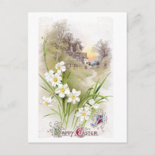 Cartes Pour Fêtes Annuelles Daffodiques blancs Vintage Pâques