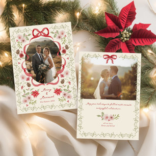 Cartes Pour Fêtes Annuelles Dainty Floral Joyeux Marié Photo de Noël