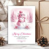 Cartes Pour Fêtes Annuelles Dainty pink snowman kids greeting card editable