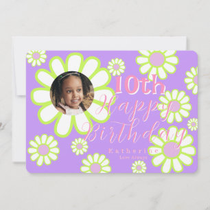 Cartes Pour Fêtes Annuelles Daisy Simple Photo Purple Anniversaire