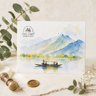 Cartes Pour Fêtes Annuelles Dal Lake Kashmir   Aquarelle minimaliste et aérien