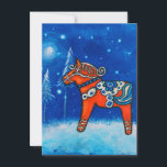 Cartes Pour Fêtes Annuelles Dala Horse II En Hiver<br><div class="desc">Un clin d'oeil à mon héritage suédois. Un cheval dalécarlien ou cheval de Dala est une statuette traditionnelle en bois sculpté et peint originaire de la province suédoise de Dalarna (Dalecarlia).</div>