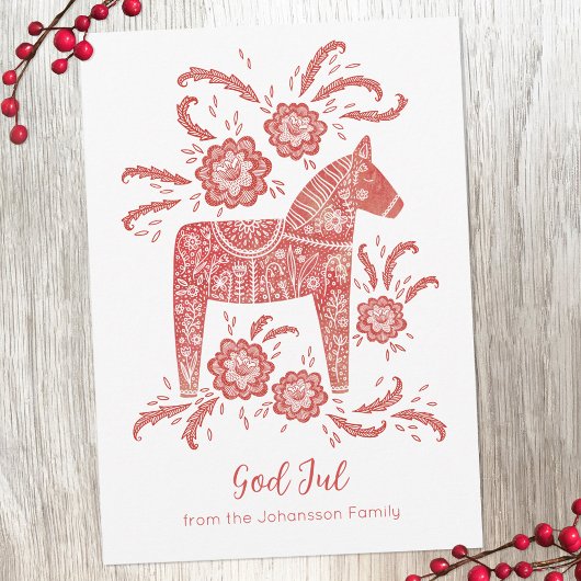 Cartes Pour Fêtes Annuelles Dala suédois Cheval Dieu Jul