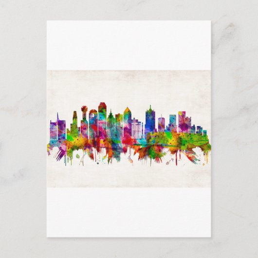 Cartes Pour Fêtes Annuelles Dallas Texas Skyline (Devant)