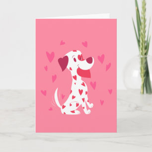 Cartes Pour Fêtes Annuelles Dalmate rose mignon de Valentine de coeurs