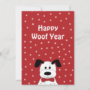 Cartes Pour Fêtes Annuelles Dalmatien avec un nœud papillon 'Bonne année Wouf'