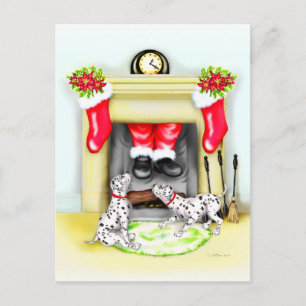 Cartes Pour Fêtes Annuelles Dalmation Christmas Santa Drops In