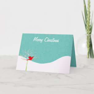 Cartes Pour Fêtes Annuelles Damask Christmas Bird - Avec Votre Photo À L'Intér