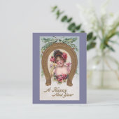 Cartes Pour Fêtes Annuelles Dame au Champagne Antique Nouvel An (Debout devant)