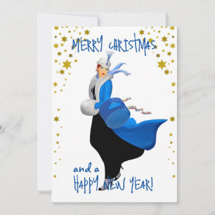 Cartes Pour Fêtes Annuelles Dame de Noël vintage salutation de Joyeux Noël