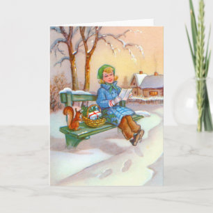 Cartes Pour Fêtes Annuelles Dame et écureuil