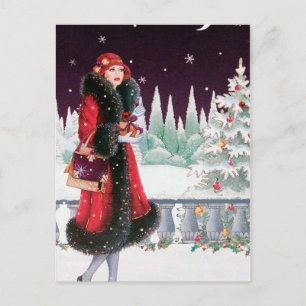 Cartes Pour Fêtes Annuelles Dame festive art déco rétro vintage