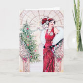 Cartes Pour Fêtes Annuelles dames de Noël art déco rétro (Devant)