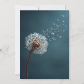 Cartes Pour Fêtes Annuelles Dandelion Greeting Card on a Blue Background 