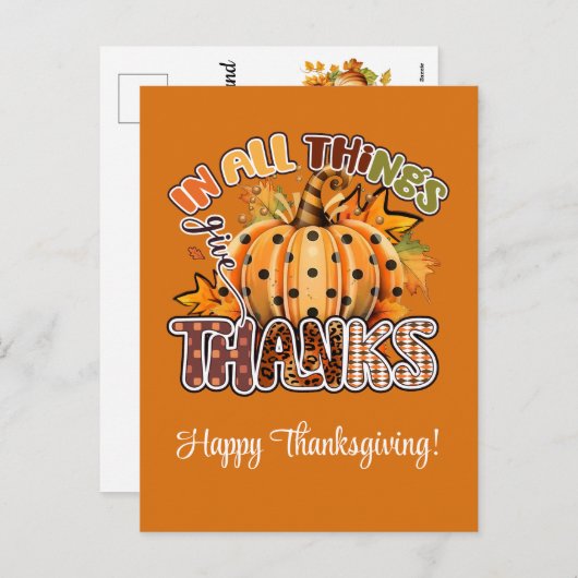 Cartes Pour Fêtes Annuelles Dans toutes les choses donnent Merci Bon thanksgiv (Devant / Derrière)