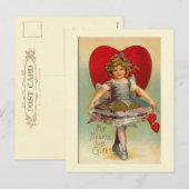 Cartes Pour Fêtes Annuelles Danse Coeur de fille Valentine (Devant / Derrière)